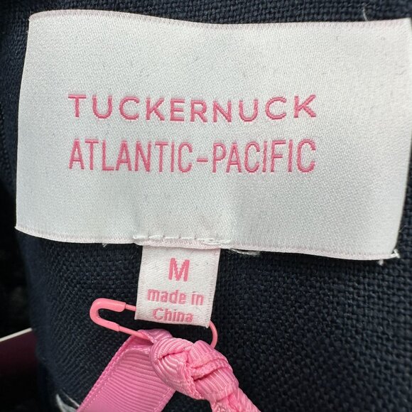 Tuckernuck Designer Dress Womens M Navy 3/4 Sleeve Linen Embroidered Hartman NWT - Picture 13 of 16